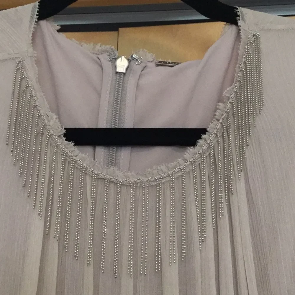 ELIE Demetria Metallic Fringe Accented Rou… - Picture 2 of 9